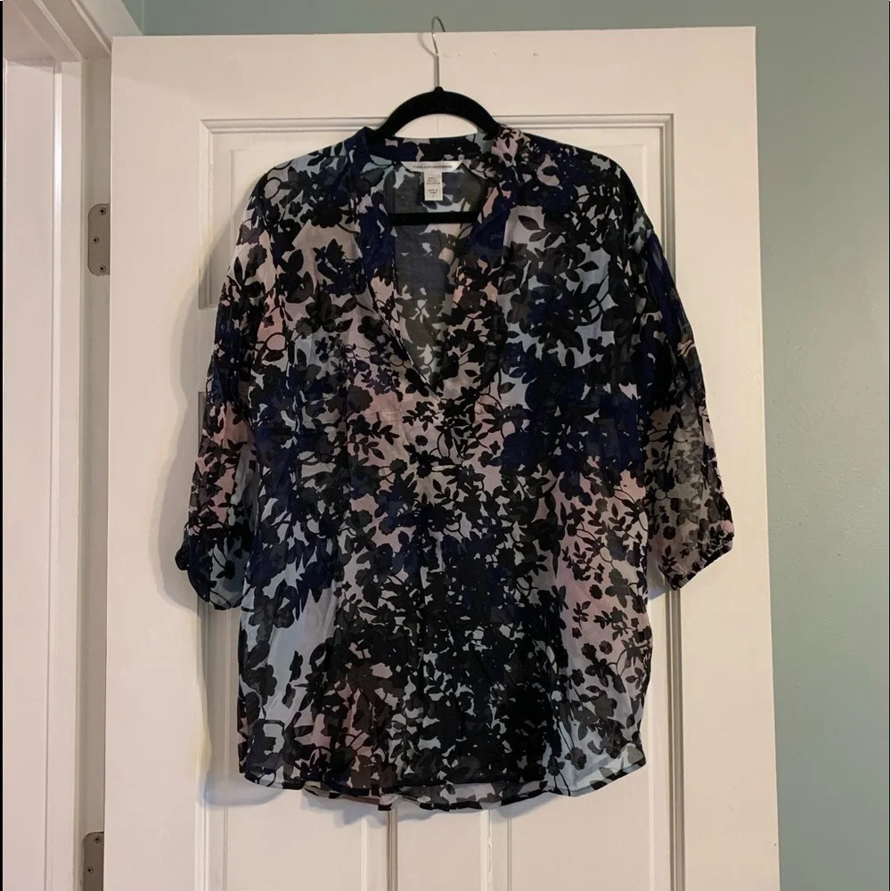 Diane Von Furstenberg Floral Tunic Blouse